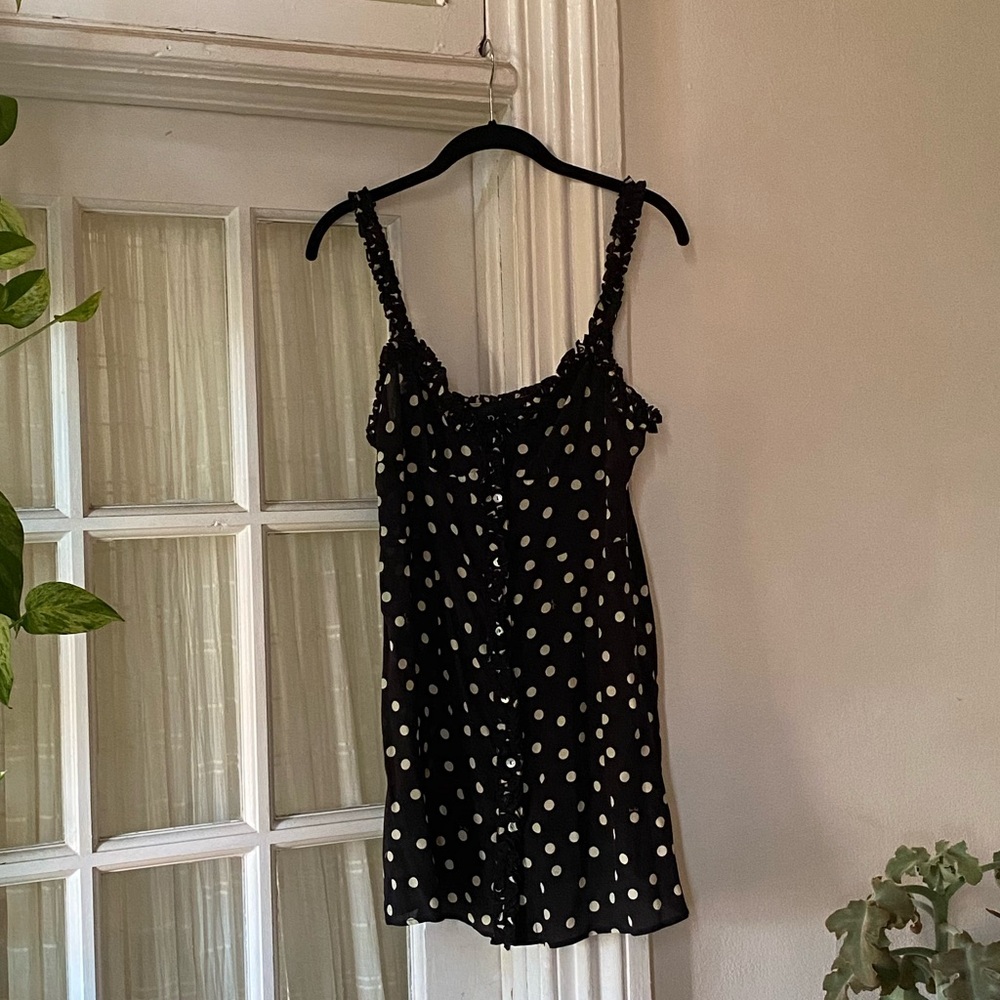 Realisation Par silk black and white polka dot mini dress, like new, size medium